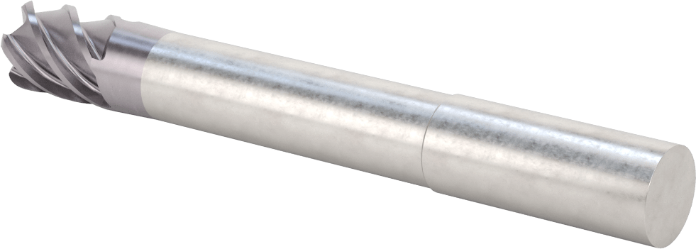 Hızlı Kesim Karbür Yuvarlak Kenarlı Kare Uçlu Freze, 5 Oluklu, 0,712“ Çap x 3-1/8” Uzun Boyun, 0,125" Köşe Kesimi
