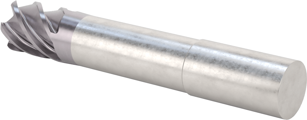 Hızlı Kesim Karbür Yuvarlak Kenarlı Kare Uçlu Freze, 5 Oluk, 0,95“ Çap x 2-7/8” Uzun Boyun, 0,125" Köşe Kesimi