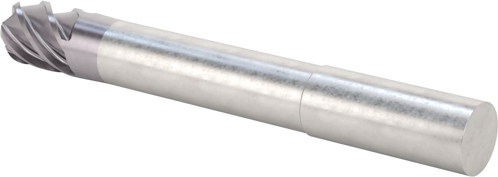 Hızlı Kesim Karbür Yuvarlak Kenarlı Kare Uçlu Freze, 5 Oluk, 0,712“ Çap x 3-1/8” Uzun Boyun, 0,25" Köşe Kesimi