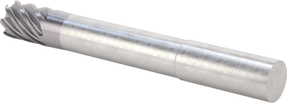 Hızlı Kesim Karbür Yuvarlak Kenarlı Kare Uçlu Freze, 7 Yiv, 0,712“ Çap x 3-1/8” Uzun Boyun, 0,03" Köşe Kesimi