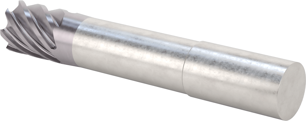 Hızlı Kesim Karbür Yuvarlak Kenarlı Kare Uçlu Freze, 7 Yiv, 0,95“ Çap x 2-7/8” Uzun Boyun, 0,03" Köşe Kesimi