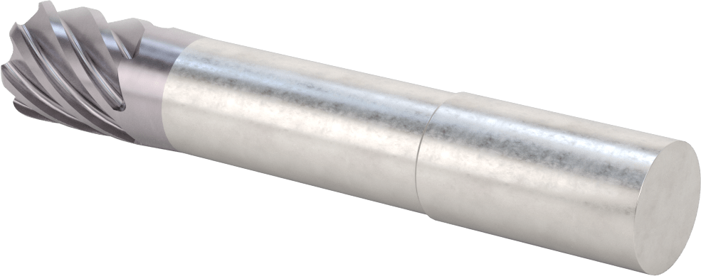 Hızlı Kesim Karbür Yuvarlak Kenarlı Kare Uçlu Freze, 7 Yiv, 0,95“ Çap x 2-7/8” Uzun Boyun, 0,125" Köşe Kesimi