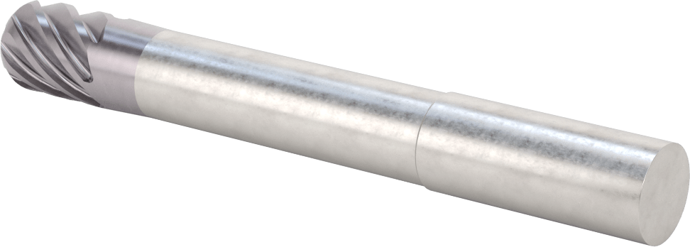 Hızlı Kesim Karbür Yuvarlak Kenarlı Kare Uçlu Freze, 7 Yiv, 0,712“ Çap x 3-1/8” Uzun Boyun, 0,25" Köşe Kesimi