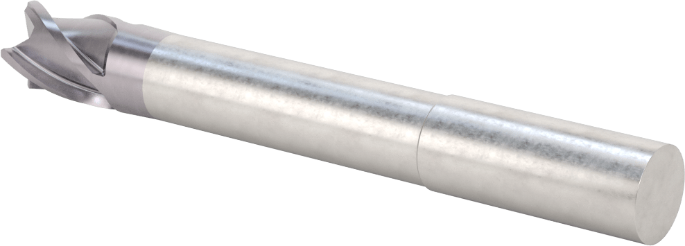Hızlı Kesim Karbür Yuvarlak Kenarlı Kare Uçlu Freze, 4 Yiv, 0,712“ Çap x 3-1/8” Uzun Boyun, 0,03" Köşe Kesimi