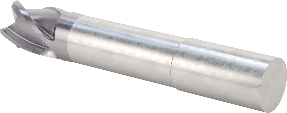 Hızlı Kesim Karbür Yuvarlak Kenarlı Kare Uçlu Freze, 4 Yiv, 0,95“ Çap x 2-7/8” Uzun Boyun, 0,06" Köşe Kesimi