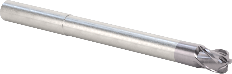 Hızlı Kesim Karbür Yuvarlak Kenarlı Kare Uçlu Freze, 4 Kanallı, 0,475“ Çap x 3-1/2” Uzun Boyun, 0,125" Köşe Kesimi