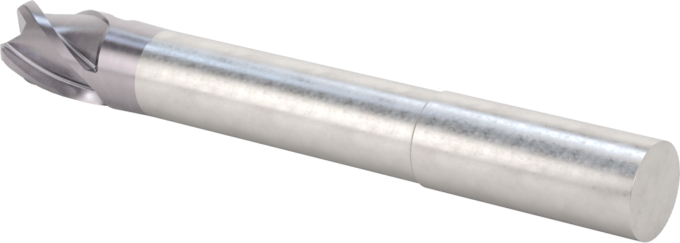 Hızlı Kesim Karbür Yuvarlak Kenarlı Kare Uçlu Freze, 4 Yiv, 0,712“ Çap x 3-1/8” Uzun Boyun, 0,19" Köşe Kesimi