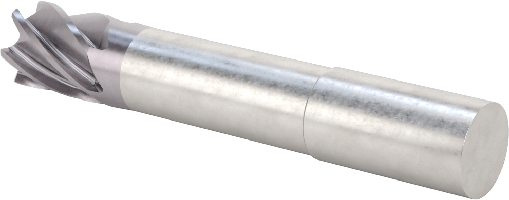 Hızlı Kesim Karbür Yuvarlak Kenarlı Kare Uçlu Freze, 6 Yiv, 0,95“ Çap x 2-7/8” Uzun Boyun, 0,03" Köşe Kesimi