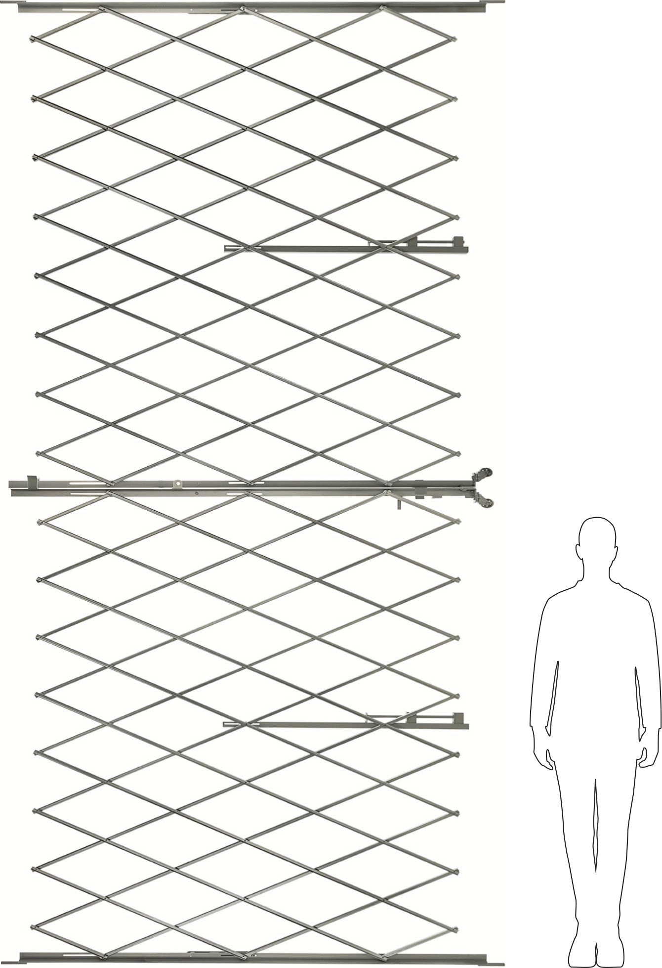 Katlanabilir Güvenlikli Çift Kapı, 16 Gauge, 6-1/2 Fit Katlanmış Yükseklik, 12 Fit Maksimum Genişletilmiş Genişlik
