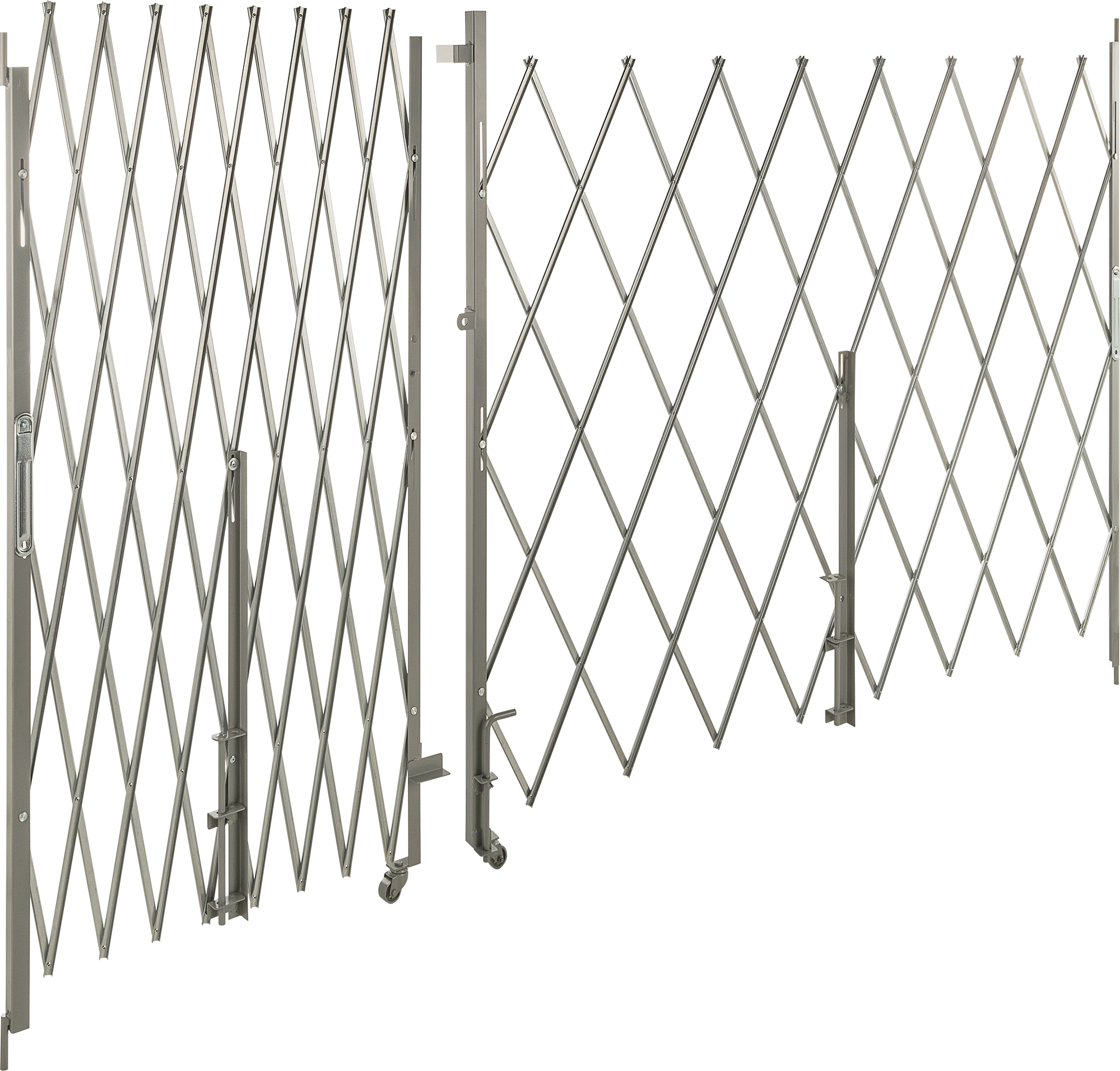 Katlanabilir Güvenlikli Çift Kapı, 16 Gauge, 7-1/2 Fit Katlanmış Yükseklik, 14 Fit Maksimum Genişletilmiş Genişlik