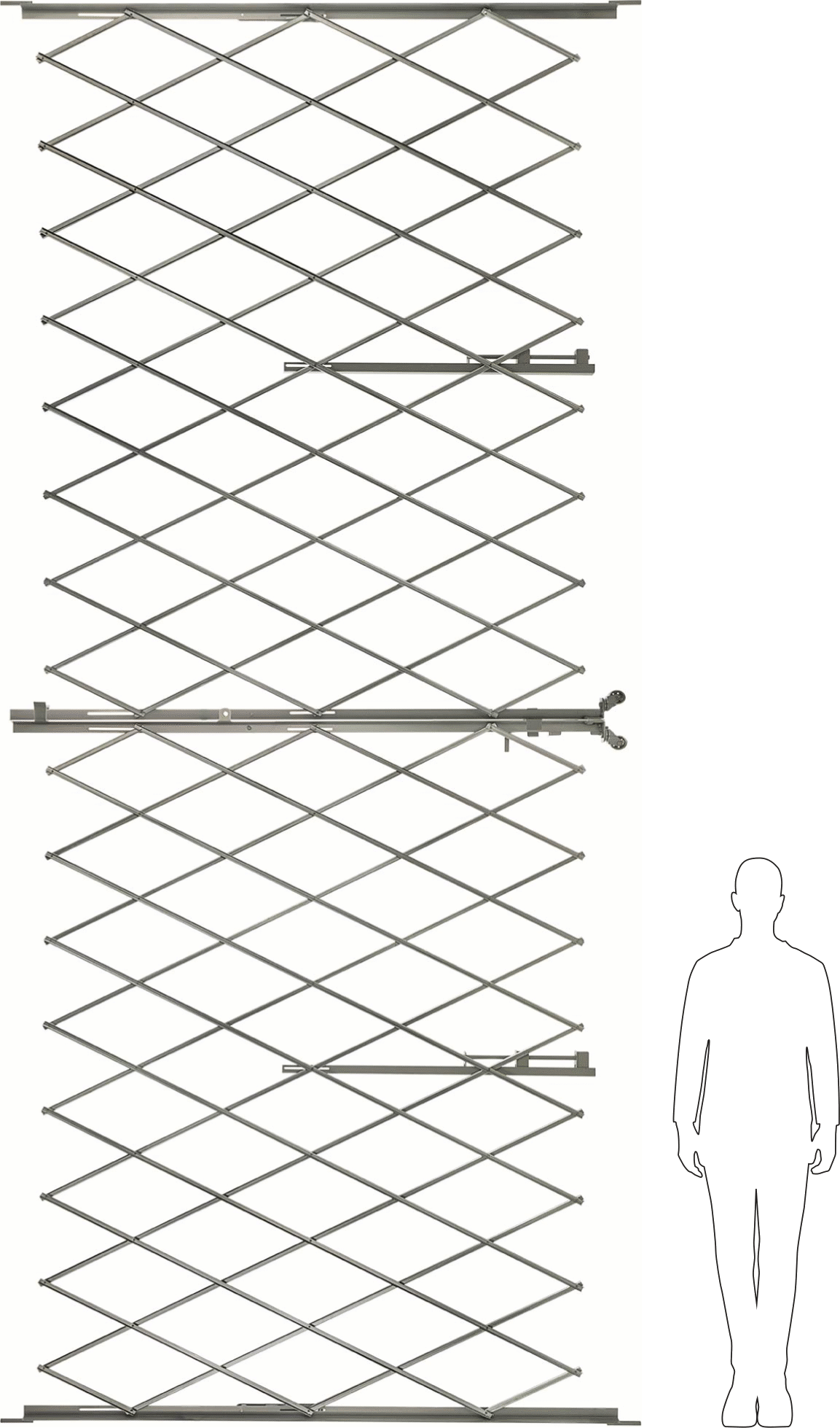 Katlanabilir Güvenlikli Çift Kapı, 16 Gauge, 7-1/2 Fit Katlanmış Yükseklik, 14 Fit Maksimum Genişletilmiş Genişlik