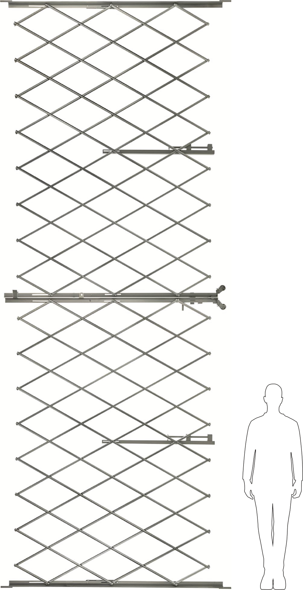 Katlanabilir Güvenlikli Çift Kapı, 16 Gauge, 6-1/2 Fit Katlanmış Yükseklik, 16 Fit Maksimum Genişlik