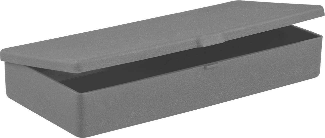 Plastik Saklama Kutusu, 7-3/4" Genişlik, 3-3/4" Derinlik, 1-1/8" Yükseklik, Turuncu