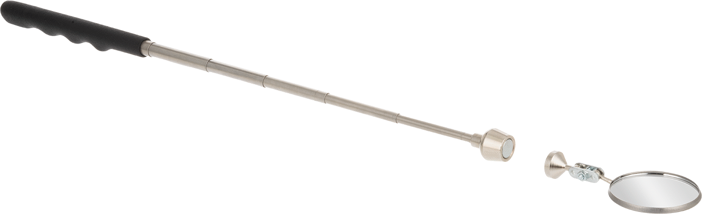 Mıknatıslı El Tipi Muayene Aynası, Yuvarlak, 12“ ila 34” Tutamak Uzunluğu, 2-1/4" Çap