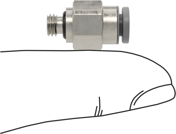 Tak-Bağlan Boru Adaptörü, Soğutma Sistemleri için, 4 mm Boru Dış Çapı, M5 x 0,8 mm Erkek