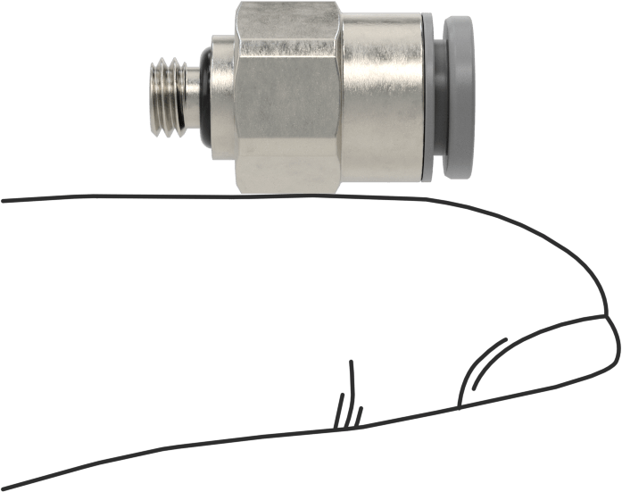 Tak-Bağlan Boru Adaptörü, Soğutma Sistemleri için, 6 mm Boru Dış Çap, M5 x 0,8 mm Erkek