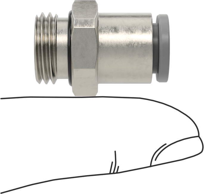 Tak-Bağlan Boru Adaptörü, Soğutma Sistemleri için, 8 mm Boru Dış Çapı için, 1/4 BSPP Erkek