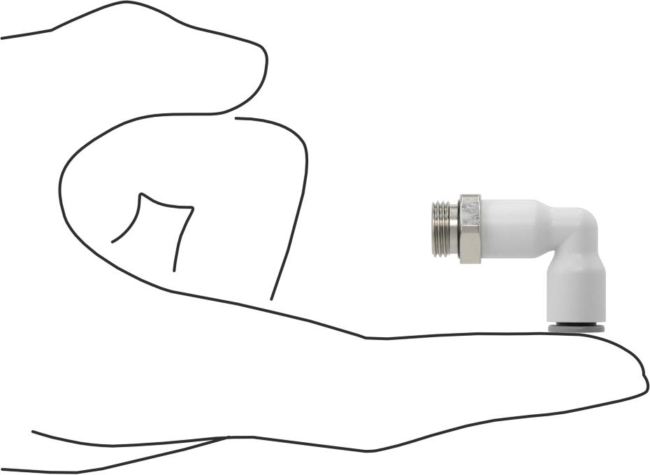 Tak-Bağlan Boru Adaptörü, Dönerli 90 Derece Dirsek, 6 mm Boru Dış Çapı için, 1/8 BSPP Erkek