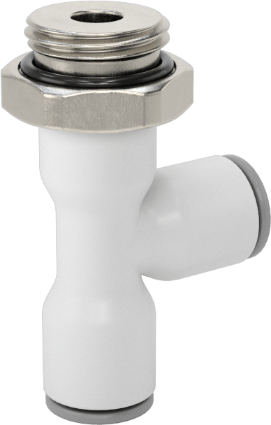 Tak-Bağlan Boru Adaptörü, Döner Başlıklı Dik Açı T, 4 mm Boru Dış Çapı x 1/8 BSPP Dişi