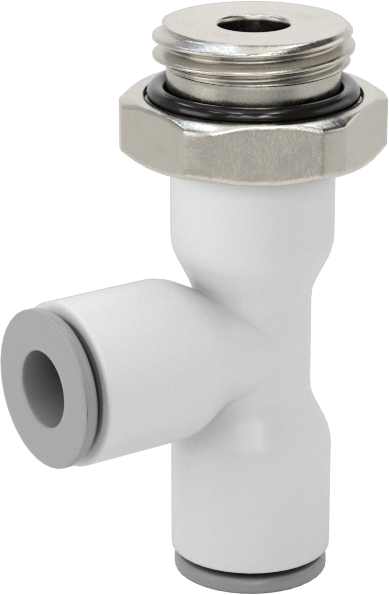 Tak-Bağlan Boru Adaptörü, Döner Başlıklı Dik Açı T, 4 mm Boru Dış Çapı x 1/8 BSPP Dişi