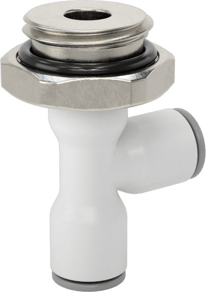 Tak-Bağlan Boru Adaptörü, Döner Başlıklı Dik Açı T, 4 mm Boru Dış Çapı x 1/4 BSPP Dişi
