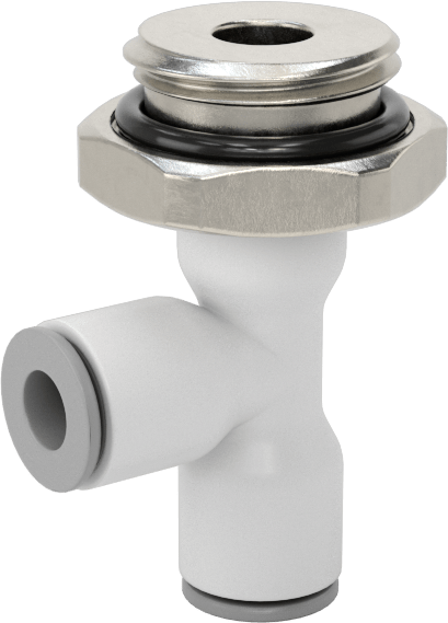 Tak-Bağlan Boru Adaptörü, Döner Başlıklı Dik Açı T, 4 mm Boru Dış Çapı x 1/4 BSPP Dişi