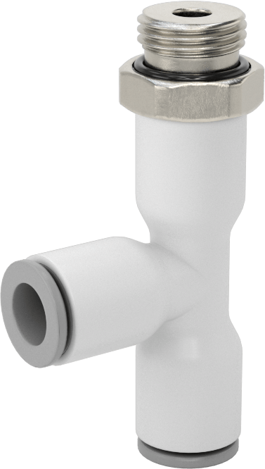 Tak-Bağlan Boru Adaptörü, Döner Başlıklı Dik Açı T, 6 mm Boru Dış Çapı x 1/8 BSPP Dişi