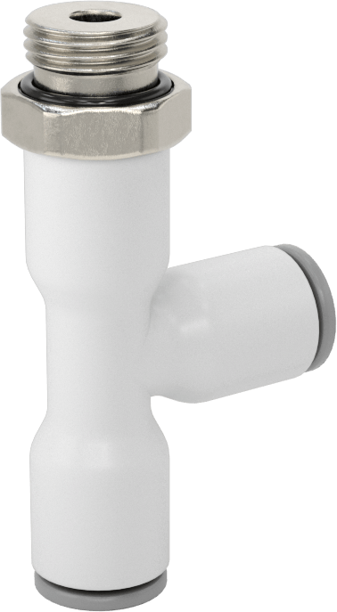 Tak-Bağlan Boru Adaptörü, Döner Başlıklı Dik Açı T, 6 mm Boru Dış Çapı x 1/8 BSPP Dişi