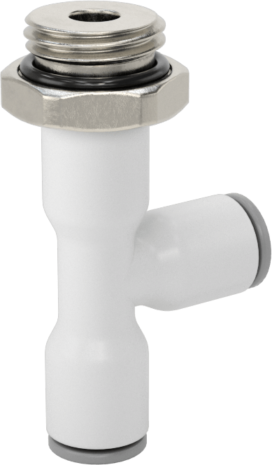 Tak-Bağlan Boru Adaptörü, Döner Başlıklı Dik Açı T, 6 mm Boru Dış Çapı x 1/4 BSPP Dişi