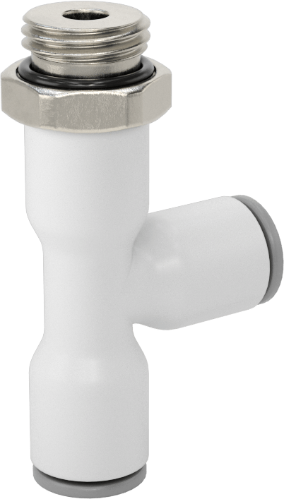 Tak-Bağlan Boru Adaptörü, Döner Başlıklı Dik Açı T, 8 mm Boru Dış Çapı x 1/4 BSPP Dişi