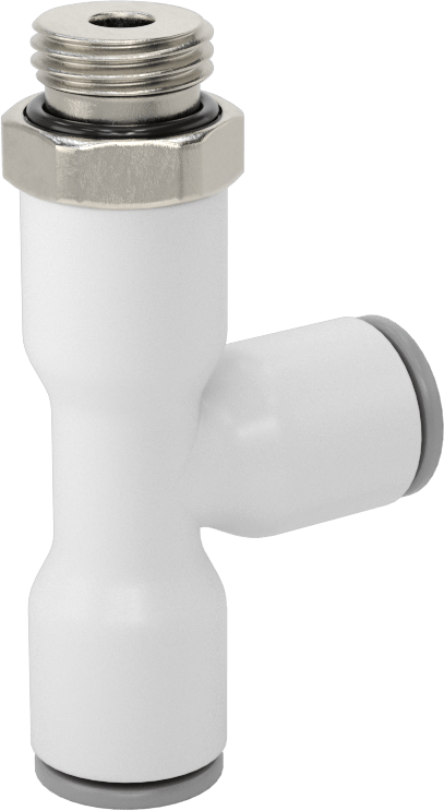 Tak-Bağlan Boru Adaptörü, Döner Başlıklı Dik Açı T, 10 mm Boru Dış Çapı x 1/4 BSPP Dişi