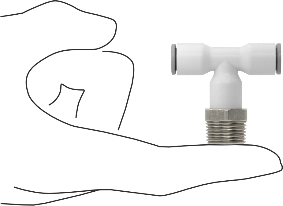 Tak-Bağlan Boru Adaptörü, Döner Başlıklı Hat Üstü T, 8 mm Boru Dış Çapı x 3/8 BSPT Erkek için