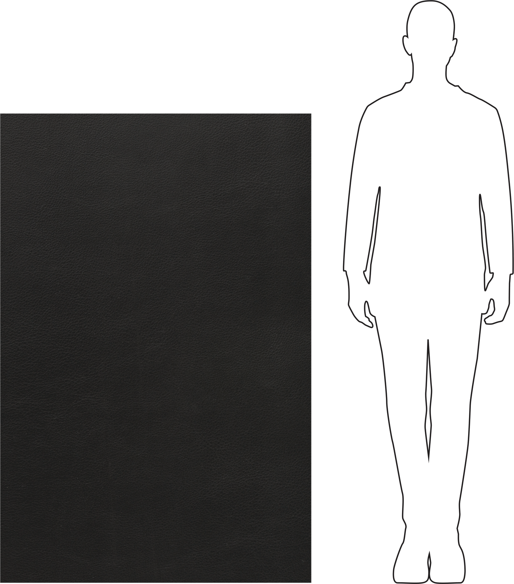 Sentetik Deri, Tek Taraf, Siyah, 1/32“ Kalınlık x 54” Genişlik x 3 Fit Uzunluk