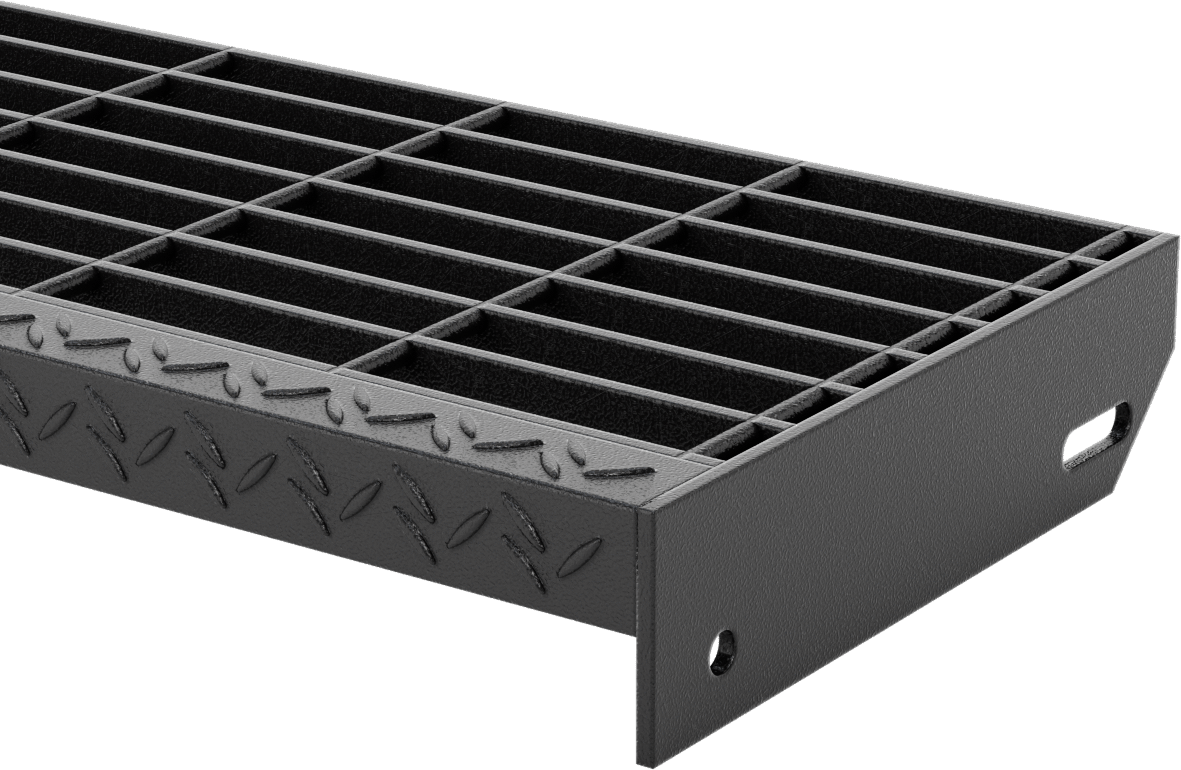Çubuk Izgaralı Merdiven Basamağı, Pürüzsüz, Toz Boyalı Çelik, 30“ Genişlik x 9-3/4” Derinlik