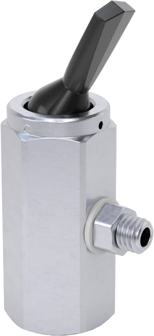 Pirinç Gövdeli Hızlı Çalışan Kompakt Açma/Kapama Valfi, Toggle Anahtarlı, 1/8 NPT Dişi x 10-32 UNF Erkek