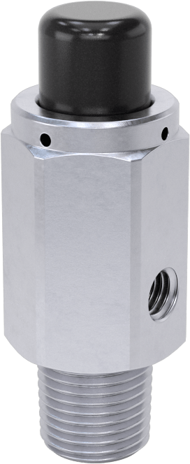 Pirinç Gövdeli Hızlı Çalışan Kompakt Açma/Kapama Valfi, Nikel Kaplı, Düğme, 1/8 NPT Erkek x 10-32 UNF Dişi