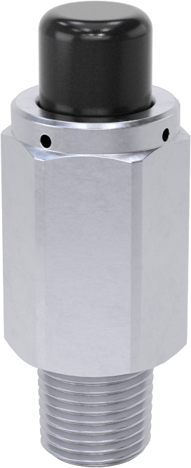 Pirinç Gövdeli Hızlı Çalışan Kompakt Açma/Kapama Valfi, Nikel Kaplı, Düğme, 1/8 NPT Erkek x 10-32 UNF Dişi