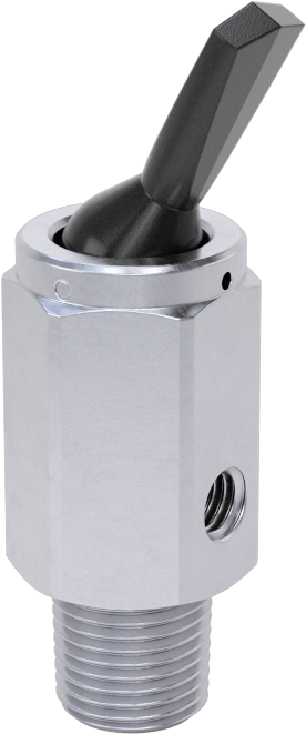 Pirinç Gövdeli Hızlı Çalışan Kompakt Açma/Kapama Valfi, Toggle Anahtarlı, 1/8 NPT Erkek x 10-32 UNF Dişi