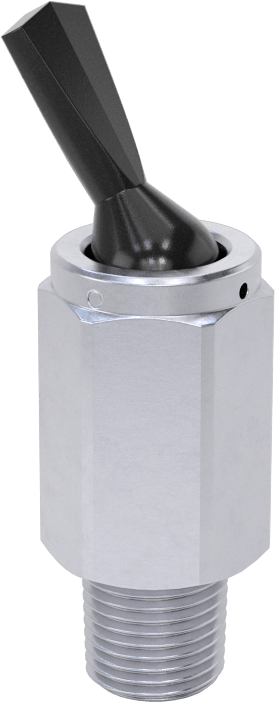 Pirinç Gövdeli Hızlı Çalışan Kompakt Açma/Kapama Valfi, Toggle Anahtarlı, 1/8 NPT Erkek x 10-32 UNF Dişi