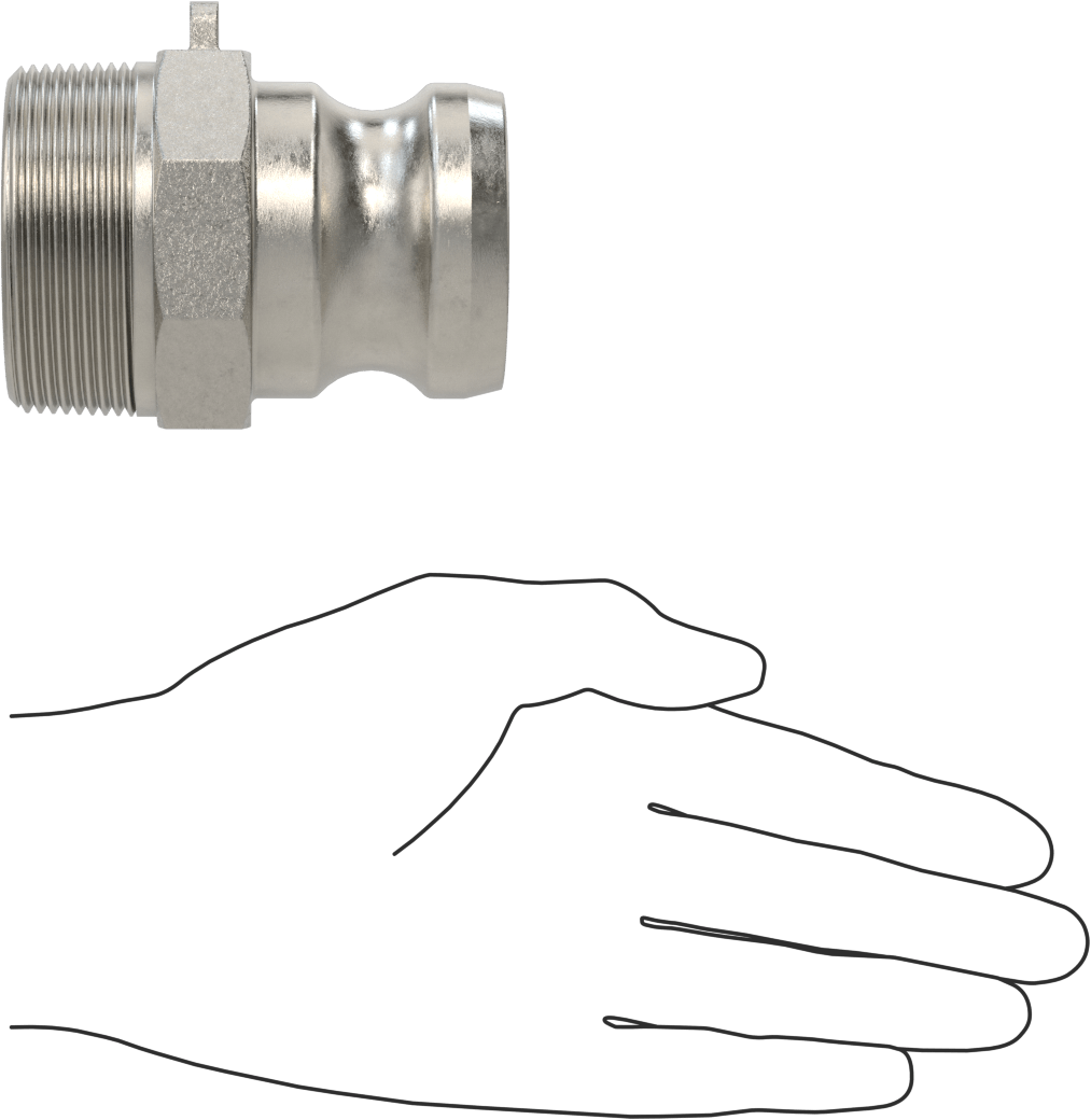 316 Paslanmaz Çelik Kam ve Yivli Hortum Bağlantısı, Kimyasallar ve Petrol için, Plug, 1-1/2 Boyutlu x 2 NPT Erkek