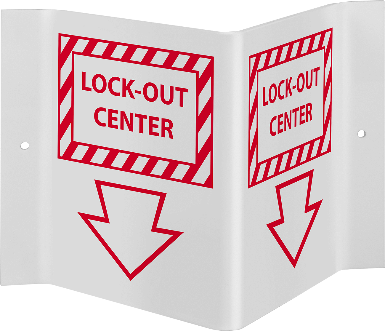 Lock-Out Center with Arrow (English)—White with Red Message
