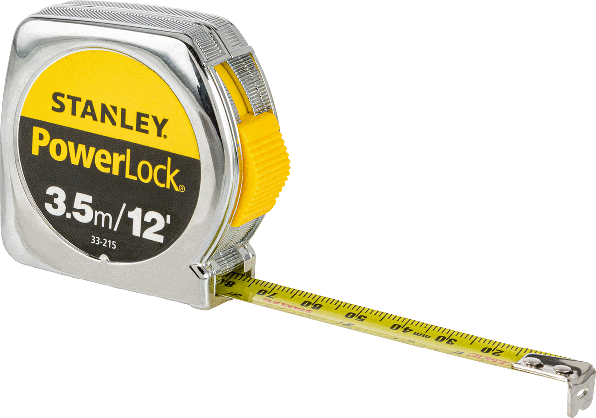 Stanley Powerlock Şerit Metre, Model 33-215, İnç ve Metrik Ölçekler, 12 Fit Uzunluk