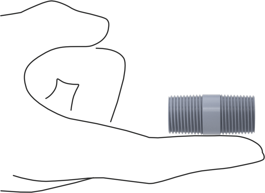 Sıcak Su için CPVC Boru, Her İki Ucu Dişli, 3/8 NPT, 1-1/2" Uzunluk