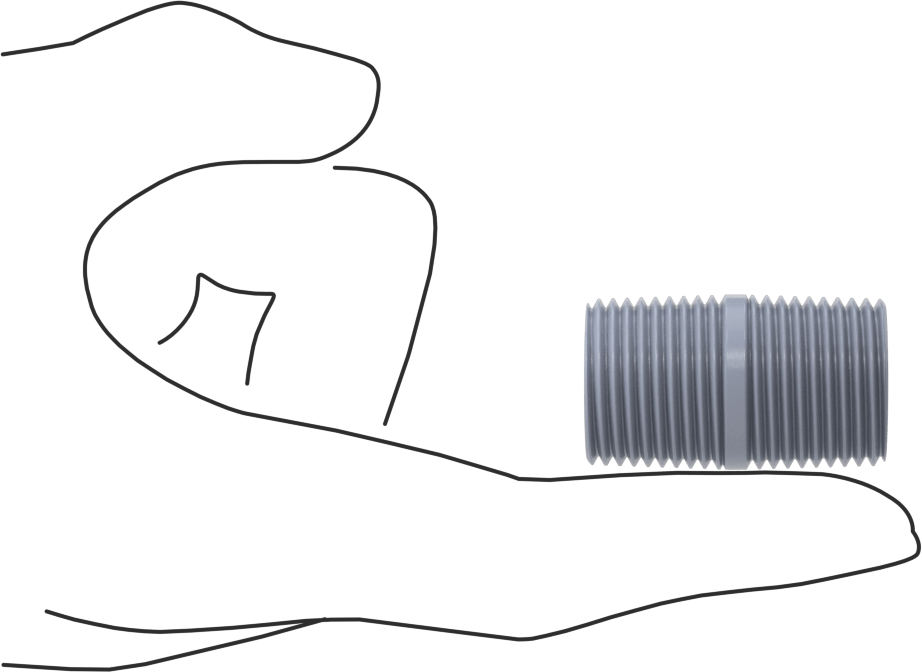 Sıcak Su için CPVC Boru, Her İki Ucu Dişli, 1/2 NPT, 1-1/2" Uzunluk