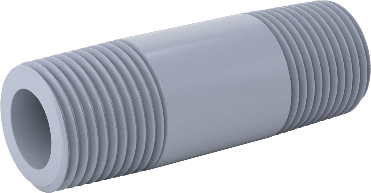Sıcak Su için CPVC Boru, Her İki Ucu Dişli, 3/8 NPT, 2" Uzunluk