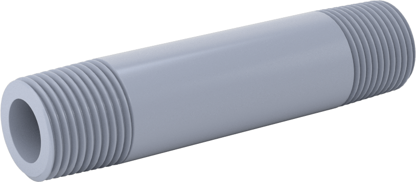 Sıcak Su için CPVC Boru, Her İki Ucu Dişli, 3/8 NPT, 3" Uzunluk