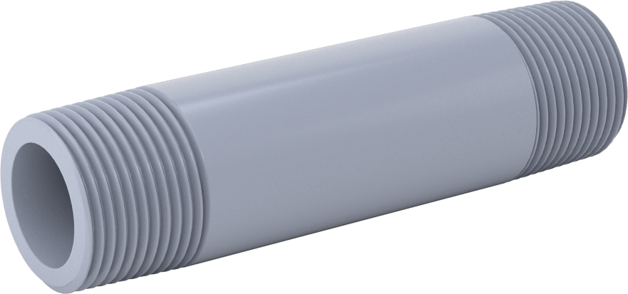 Sıcak Su için CPVC Boru, Her İki Ucu Dişli, 3/4 NPT, 4" Uzunluk