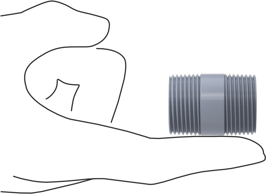 Sıcak Su için CPVC Boru, Her İki Ucu Dişli, 3/4 NPT, 1-1/2" Uzunluk