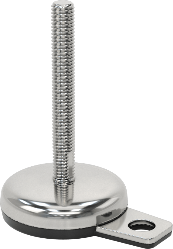 Buna-N Yastıklı 316 Paslanmaz Çelik Sabit Düzleştirme Montaj Parçası, Döner, 4“ Uzunlukta 1/2”-13 Saplama, 1 Ofset Delik, 2700 lbs. Kapasite