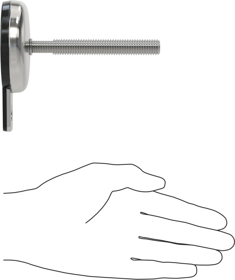 Buna-N Yastıklı 316 Paslanmaz Çelik Sabit Düzleştirme Montaj Parçası, Döner, 4“ Uzunlukta 1/2”-13 Saplama, 1 Ofset Delik, 2700 lbs. Kapasite